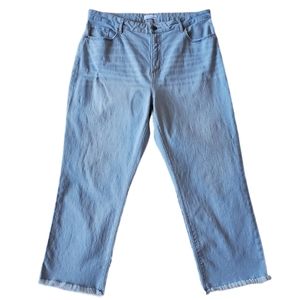 LOFT Curvy High Waist Straight Crop Frayed/Raw Hem Light Wash Denim Size 32/14